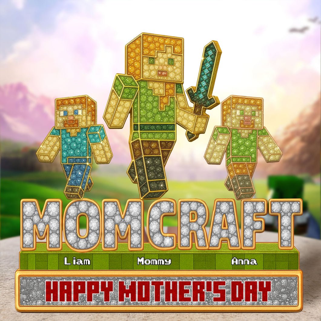 “Family is Everything” – Personalized Pixel Mom Acrylic Plaque – Custom Gift for Mom, Grandma & More Shaped Plaques PopCulturePrints