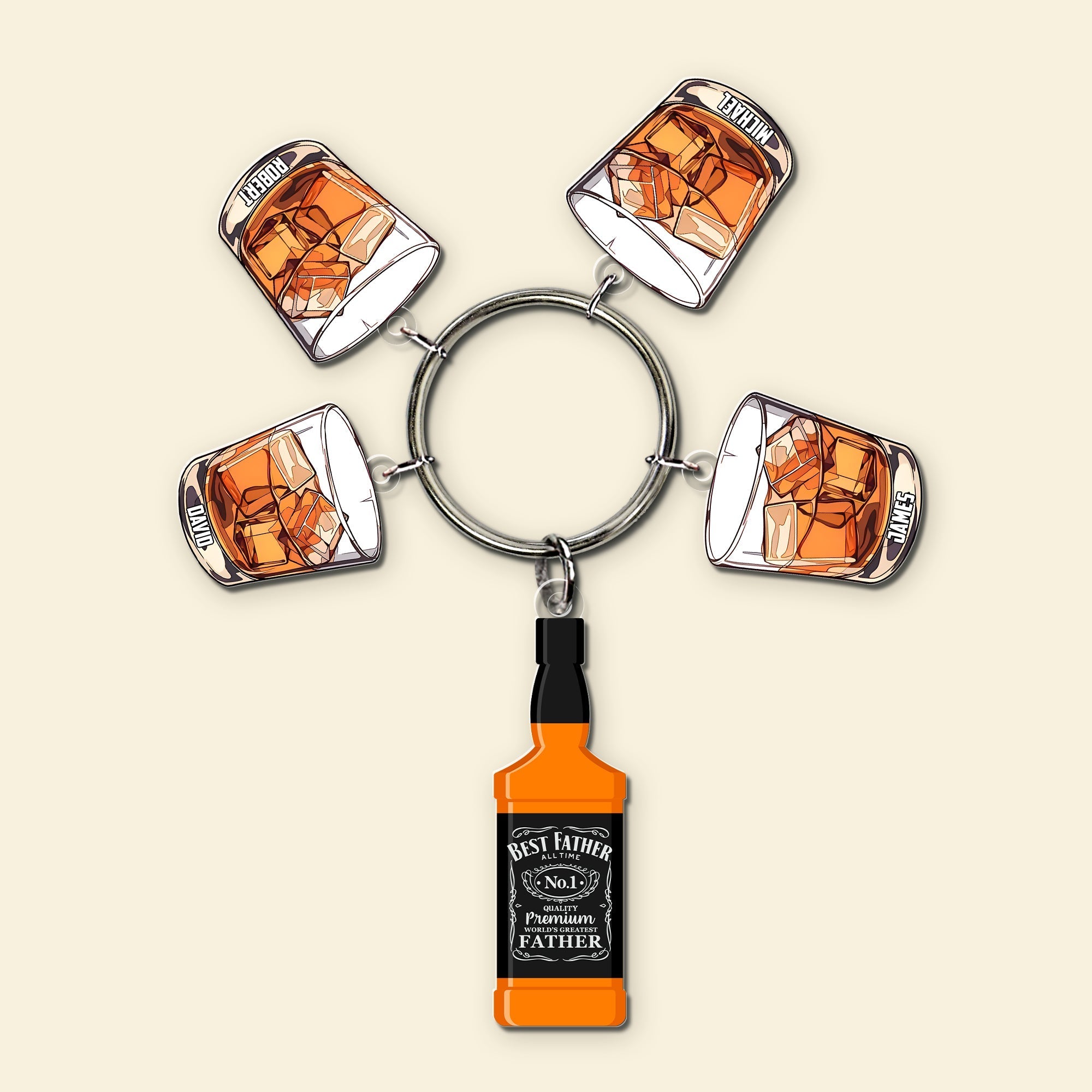Custom Whiskey Charm Keychain for Dad Keychains PopCulturePrints