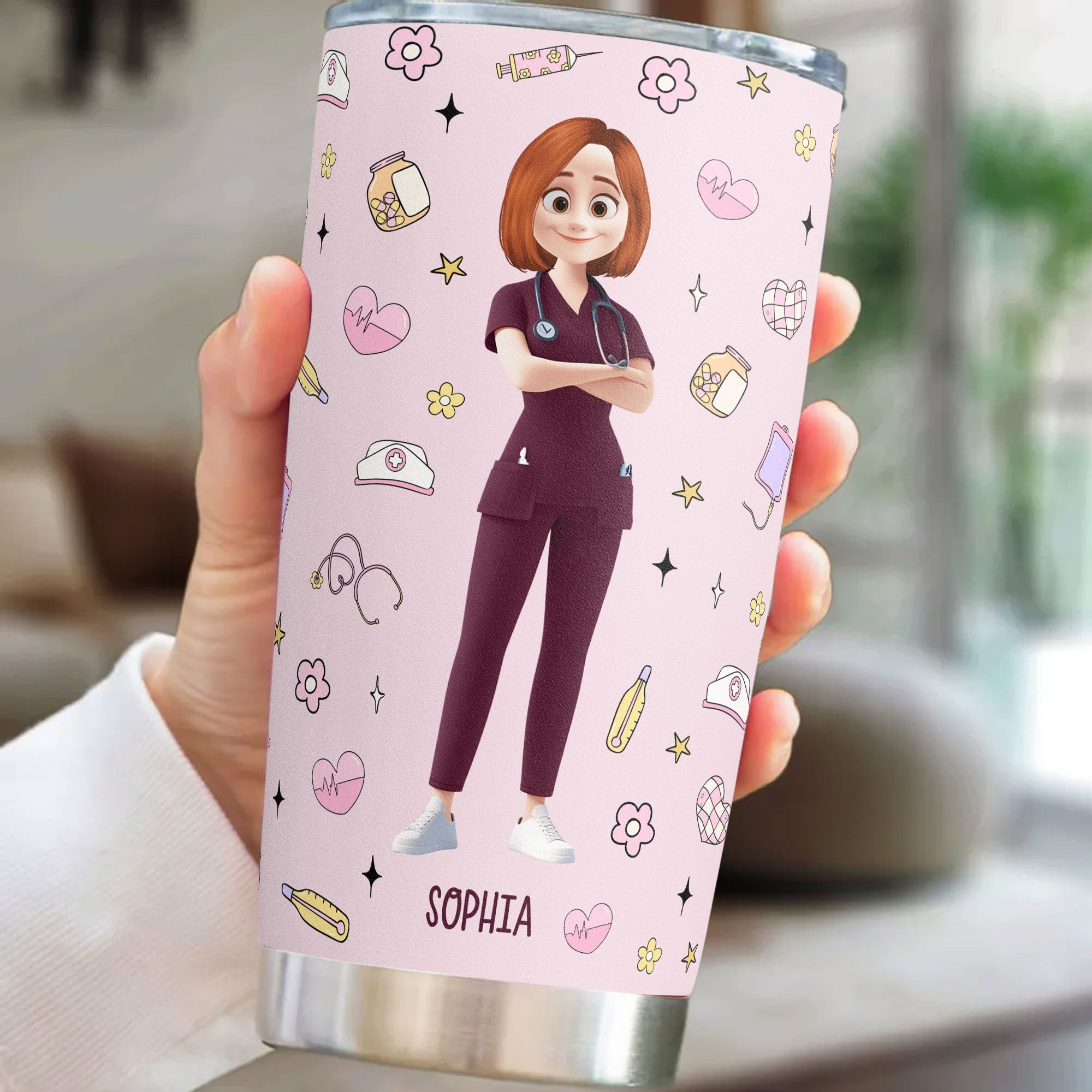 Nurse Love: Hearts & Humor - Personalized Tumbler Cup Tumbler Cup PopCulturePrints