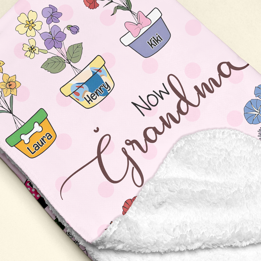 Personalized Grandma Blanket - Flower Garden Design