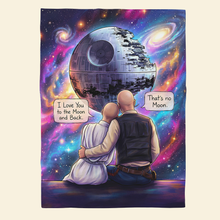 Load image into Gallery viewer, Love You to the Moon and Back - Cosmic Couple Blanket Personalized Blanket PopCulturePrints
