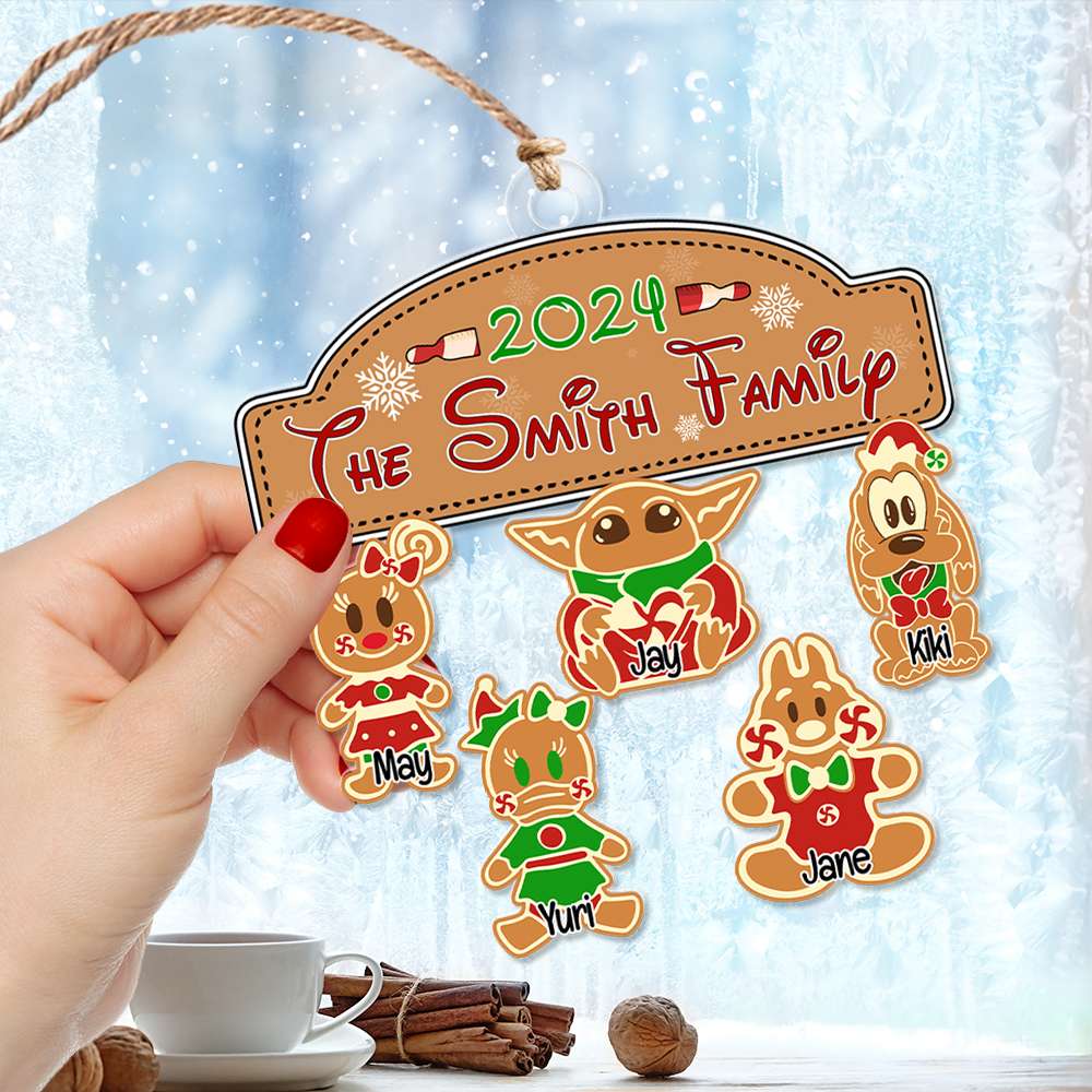 Personalized Family Christmas Acrylic Ornament - Gingerbread Style