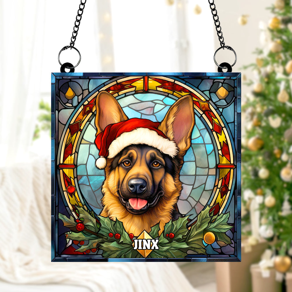 German Shepherd Dog Christmas Acrylic Suncatcher Ornament - Personalized Gifts For Dog Lovers