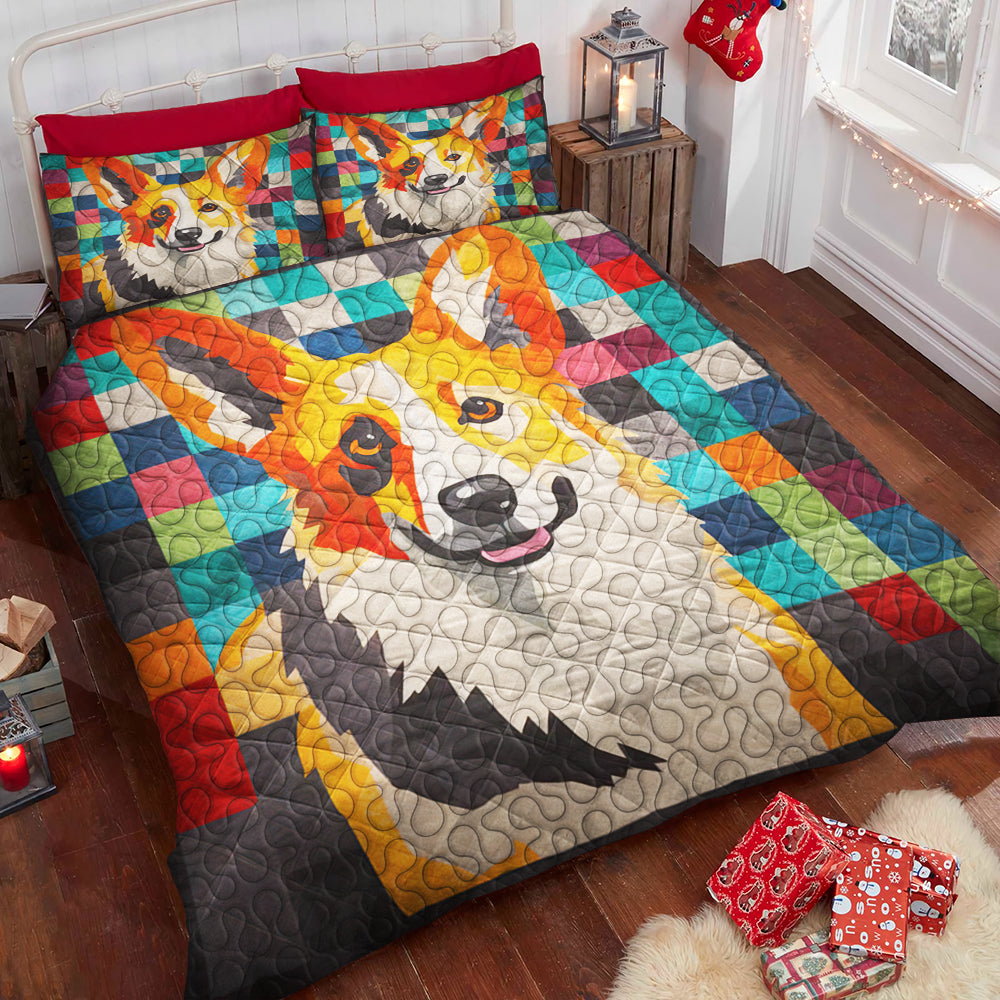 Festive Corgi Christmas Quilt Bed Set for Dog Lovers Blanket PopCulturePrints