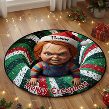 Load image into Gallery viewer, &quot;Embrace the Horror: Personalized Christmas Quilted Round Mat - Perfect Gift for Movie Fans and Friends&quot; Doormat PopCulturePrints
