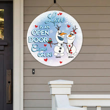 Load image into Gallery viewer, Personalized Love Is An Open Door Wood Sign - Perfect Gift for Couples Wood Sign PopCulturePrints
