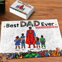 Load image into Gallery viewer, Best Dad Ever Jigsaw Puzzle - Personalized Gift for Dad, Superhero Theme Jigsaw Puzzles PopCulturePrints
