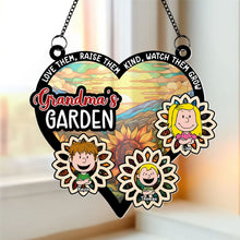 Load image into Gallery viewer, Personalized Grandma&#39;s Garden Sunflower Suncatcher - Custom Window Hanging Ornament
