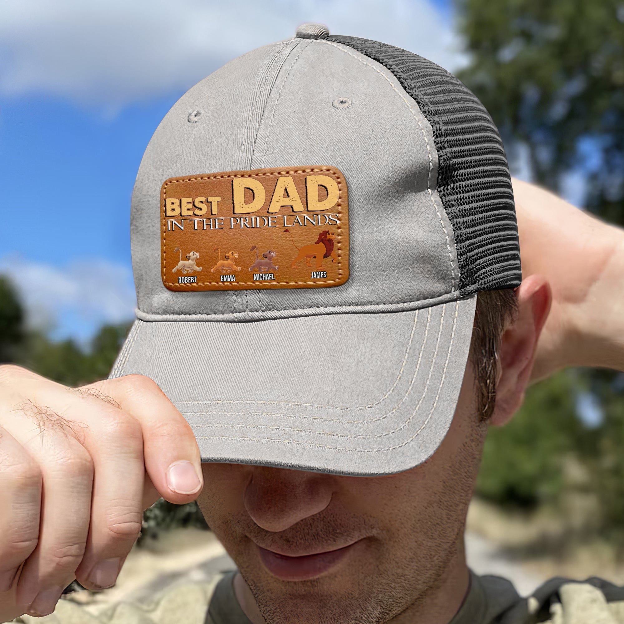 Customizable Best Dad Leather Patch Hat - Lion Kingdom Theme