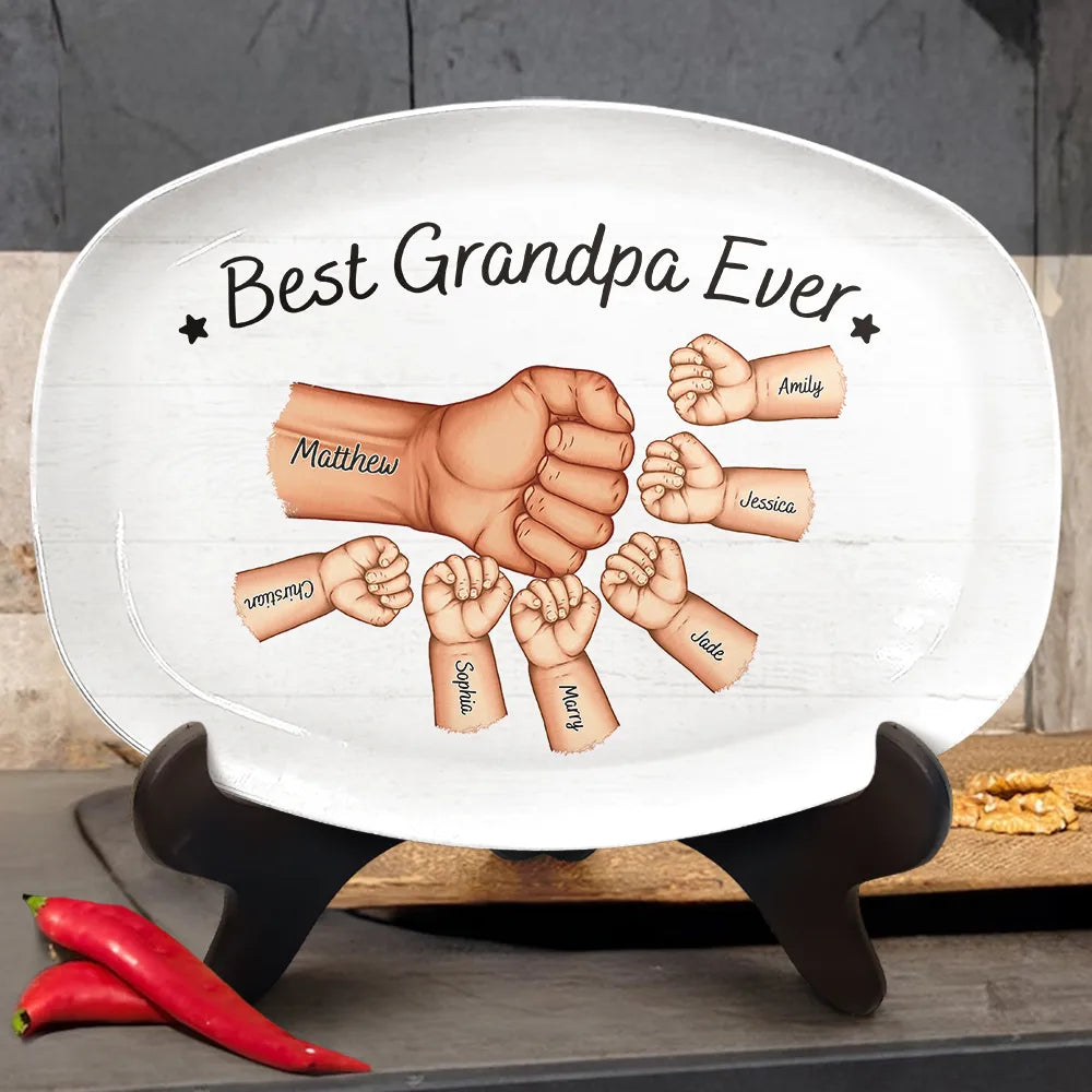 Daddy's Team Hand Punch - Personalized Plate Plate PopCulturePrints