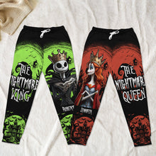 Load image into Gallery viewer, Personalized Nightmare King &amp; Queen Sweatpants for Couples | Custom Valentine's Day Gifts Shorts and Pants PopCulturePrints
