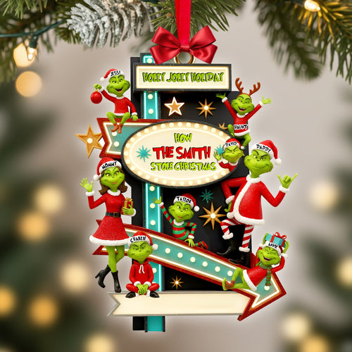 Holly Jolly Holiday Family Ornament - Personalized Gift for the Smith Family Ornament PopCulturePrints