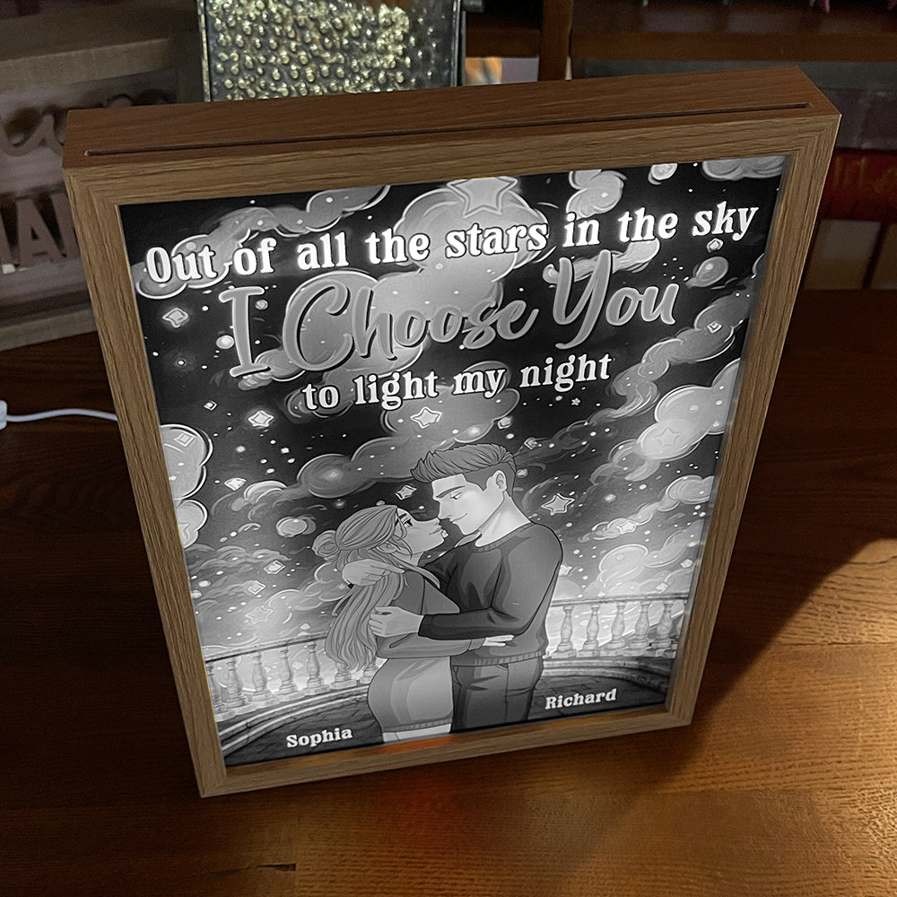 Personalized Starry Night Light Frame for Couples Light Picture Frame PopCulturePrints
