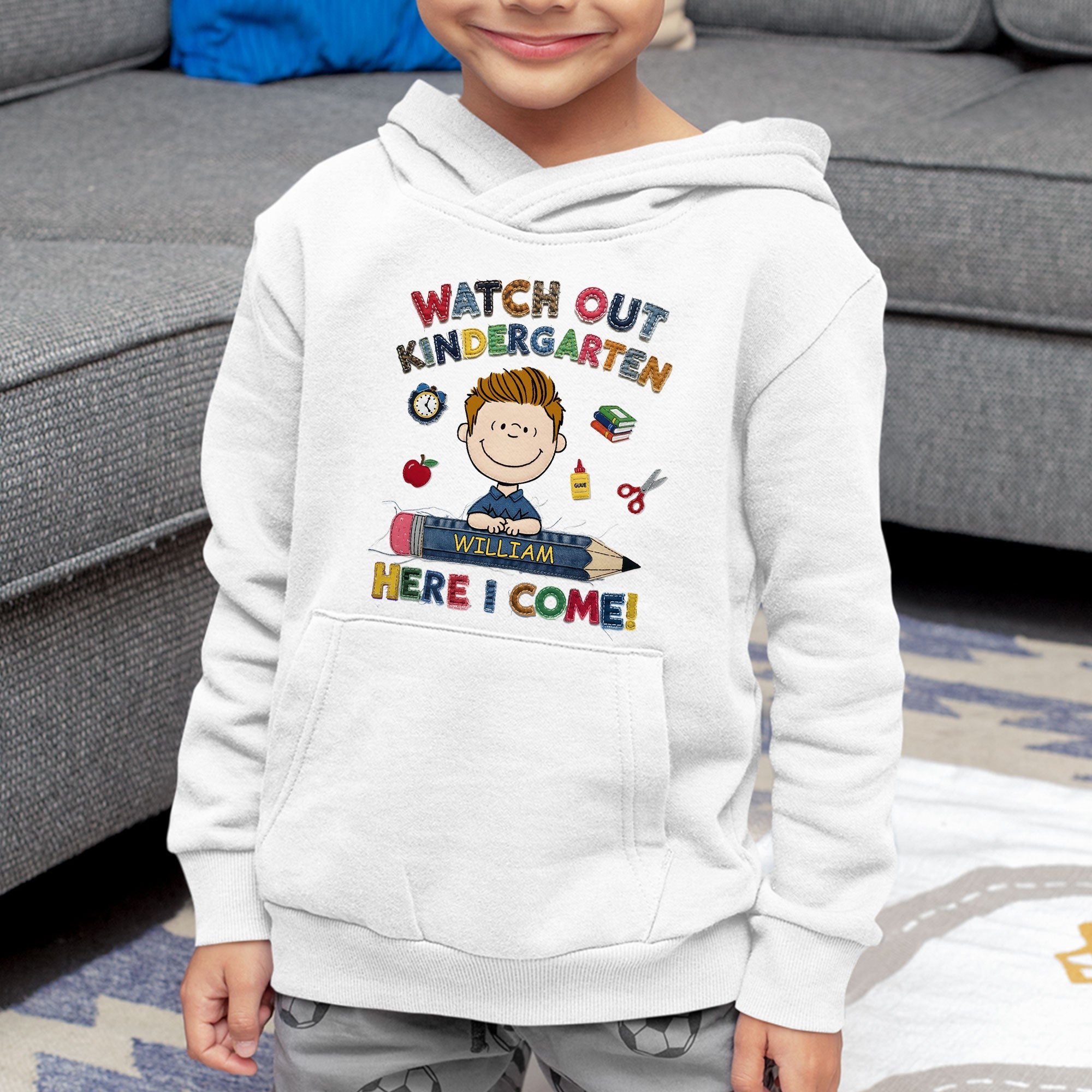 "Watch Out Kindergarten!" – Personalized Cute Character Back To School Shirt for Kids Shirts PopCulturePrints