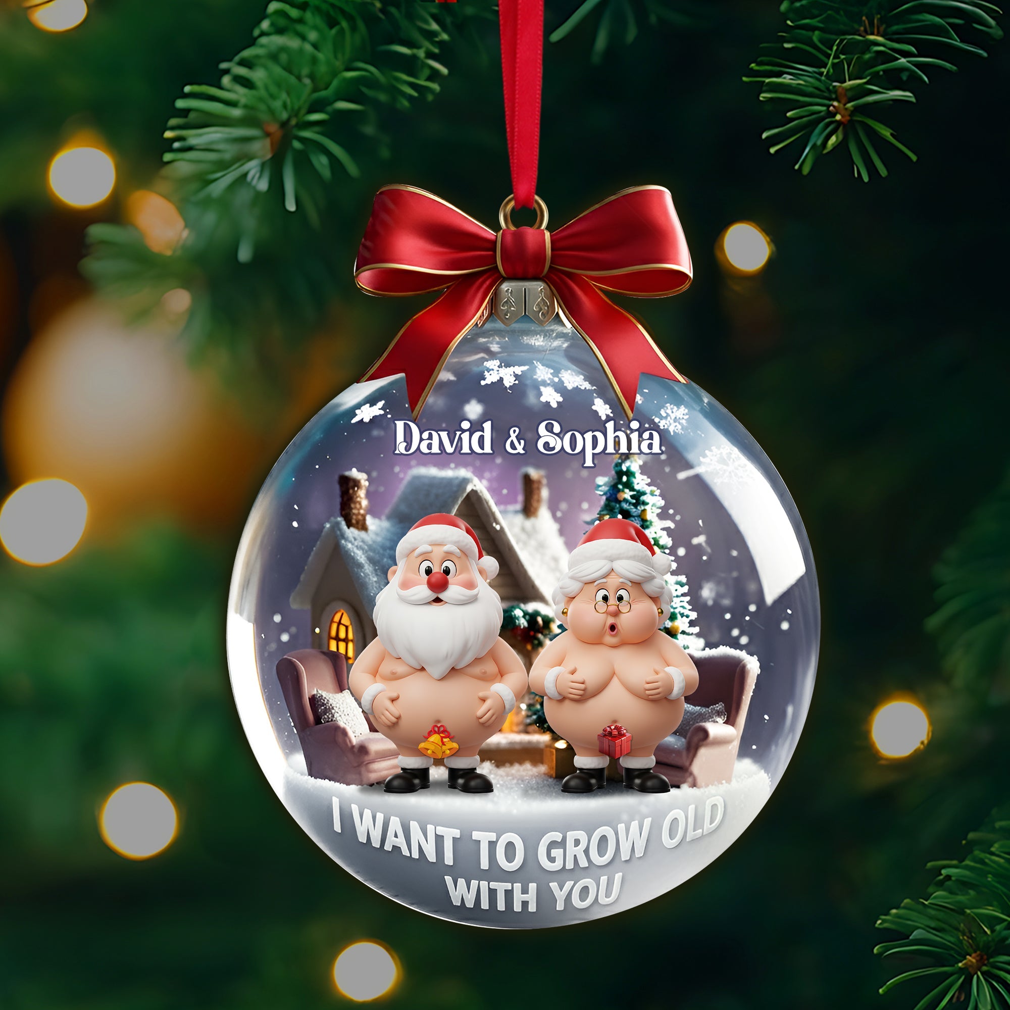 I Want to Grow Old With You - Funny Old Couple Personalized Christmas Ornament Ornament PopCulturePrints