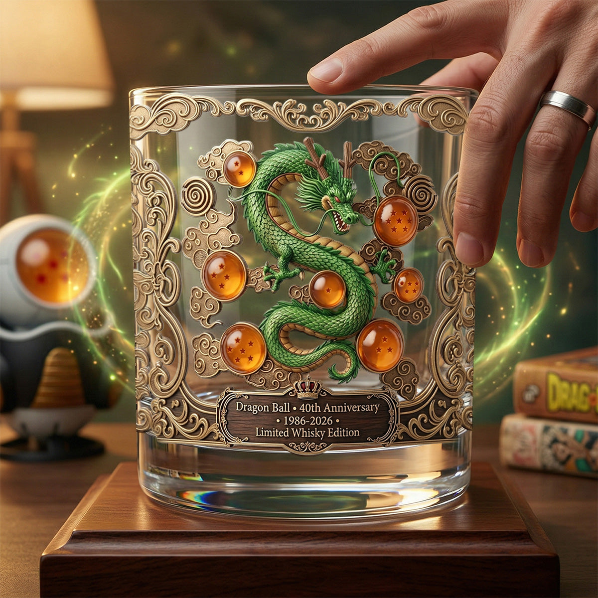 “Celebrate 40 Years of Dragon Ball Magic” - Personalized Round Glass - Perfect Gift for Fantasy Lovers Glass PopCulturePrints