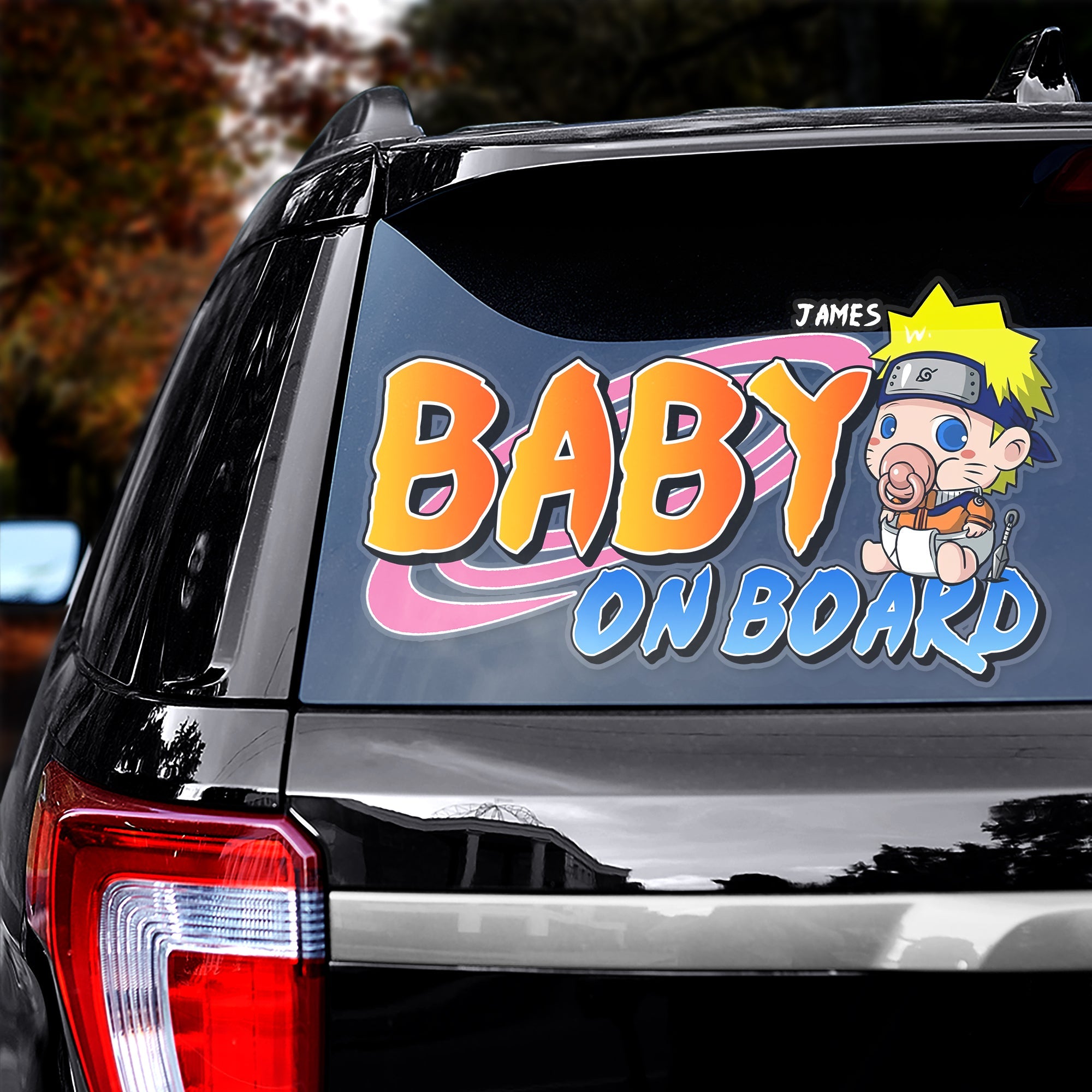 Personalized Cartoon Baby On Board Car Decal Decal Sticker PopCulturePrints