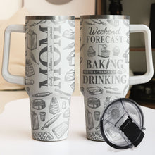 Load image into Gallery viewer, Weekend Forecast: Baking With A Chance Of Drinking - Personalized Engraved 40oz Tumbler for Moms and Grandmas Engraved 40oz Tumbler PopCulturePrints
