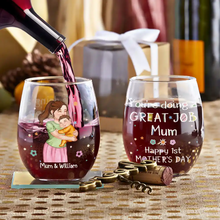 Load image into Gallery viewer, You&#39;re Doing A Great Job Mommy - Personalized Stemless Wine Glass for New Moms Wine Glass PopCulturePrints
