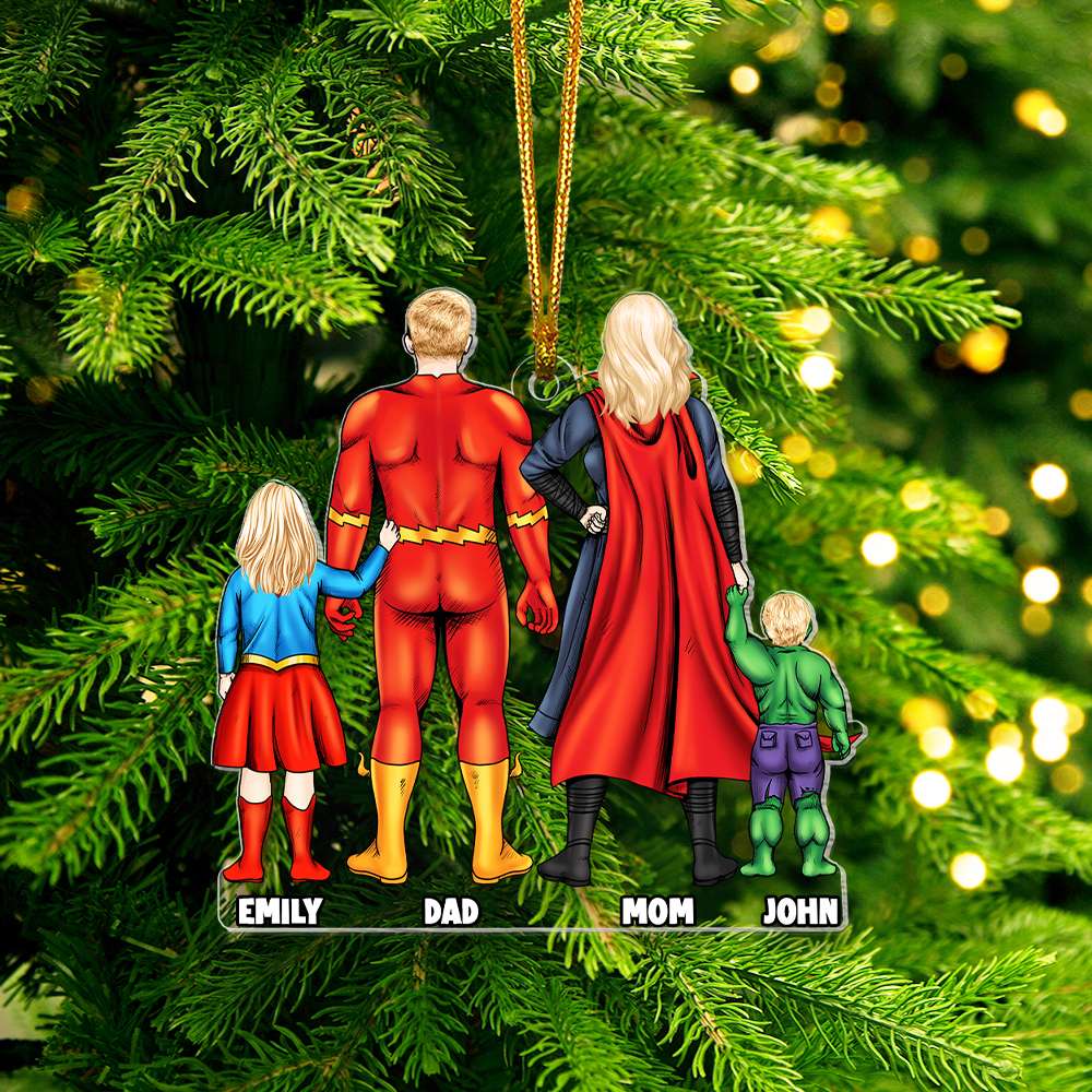 Personalized Superhero Family Christmas Ornament