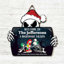 Load image into Gallery viewer, Custom Horror Family Wood Sign - Welcome A Nightmare Wood Sign PopCulturePrints
