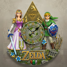 Load image into Gallery viewer, Time for Adventure: Legendary Wall Clock - Personalized Gift for Gamers, Couples &amp; Zelda Fans Hanging Wall Clock PopCulturePrints
