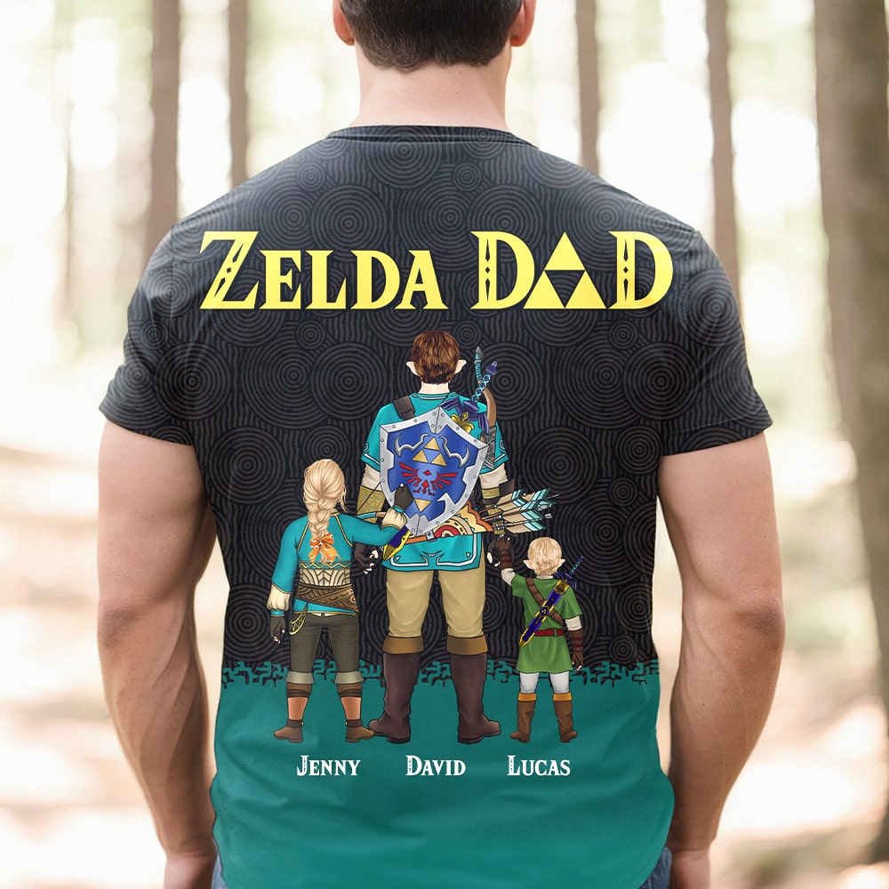 Personalized Zelda Dad Shirt - Custom Gamer Family Design