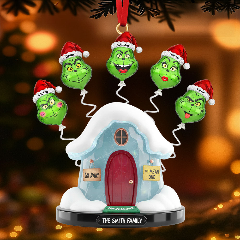"Bring Home the Cheer!" - Personalized Green Monster Family Christmas Ornament Ornament PopCulturePrints