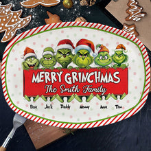 Load image into Gallery viewer, Personalized Grinch Family Christmas Plate Plates PopCulturePrints
