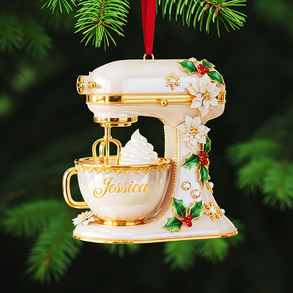 “Bake Memories This Christmas” - Personalized Baking Mixer Acrylic Ornament - Perfect Gift for Chefs, Bakers, and Food Lovers Ornament PopCulturePrints