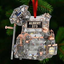 Load image into Gallery viewer, Celebrate the Brave - Police Vest Christmas Ornament - Personalized Gift for Police Officers Ornament PopCulturePrints
