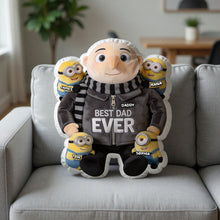 Load image into Gallery viewer, “Best Dad Ever” - Playful Yellow Dad Shaped Pillow - Personalized Gifts For Dads Pillow PopCulturePrints
