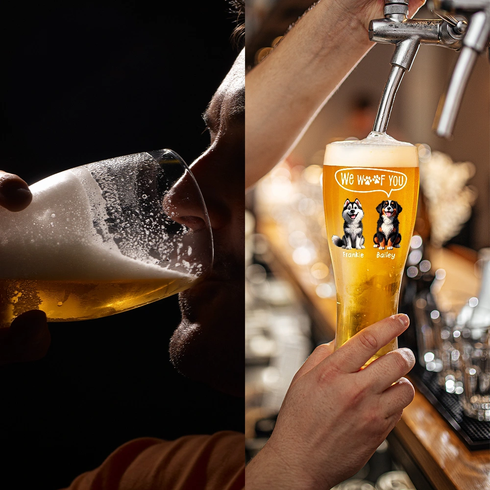 Dog Dad I Woof You - Personalized Pilsner Glass for Father's Day Pilsner Glass PopCulturePrints