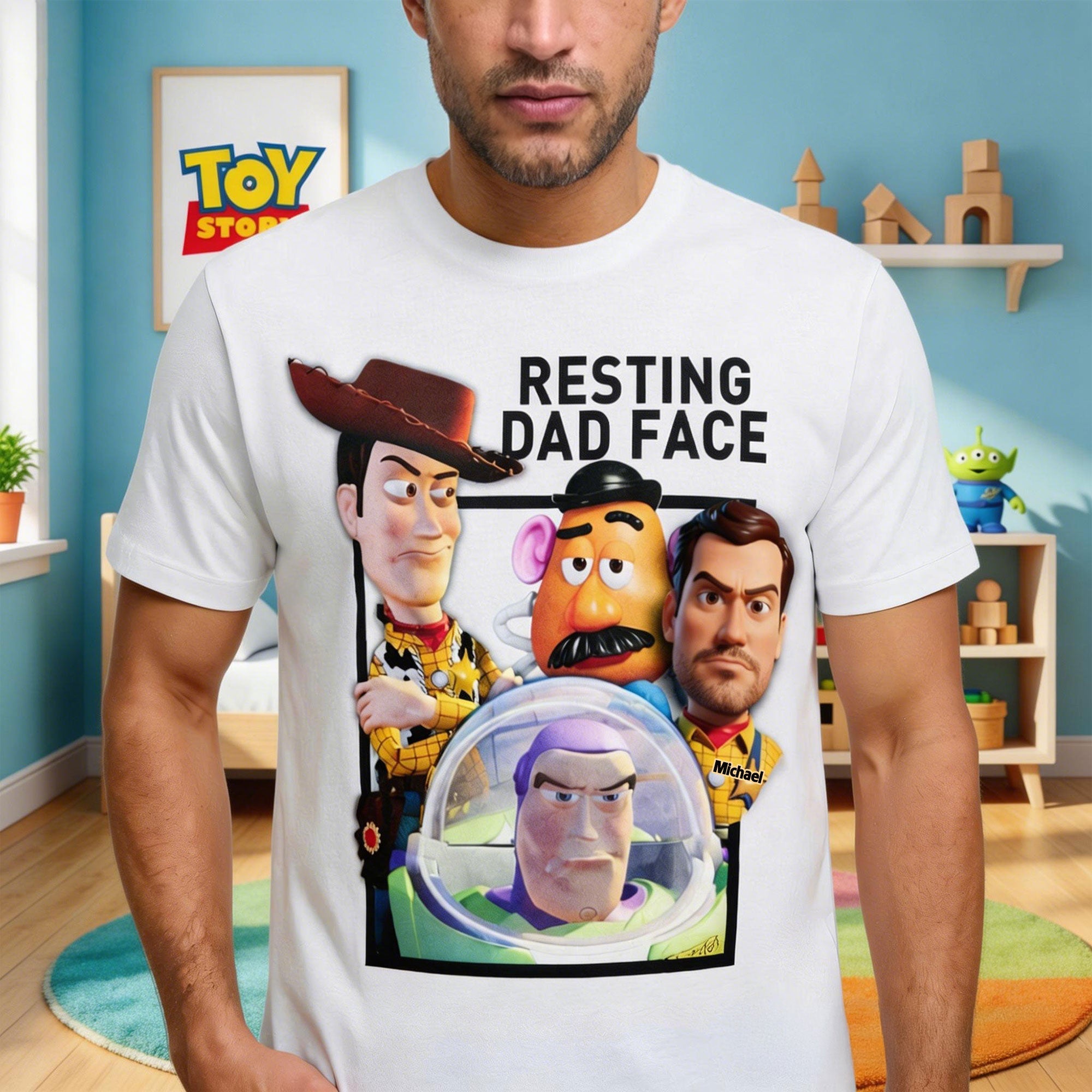 “Embrace the Funny Side of Fatherhood” - Fun Custom Photo Resting Dad Face Shirt - Personalized Gift for Dad, Grandpa, and Fathers Day Shirts PopCulturePrints
