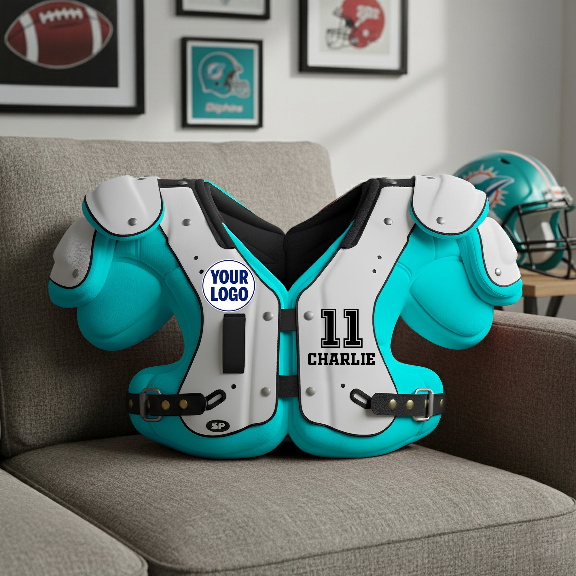 Embrace the Game: Personalized Shoulder Pad Armor Pillow - Unique Gifts for Sport Lovers Pillow PopCulturePrints