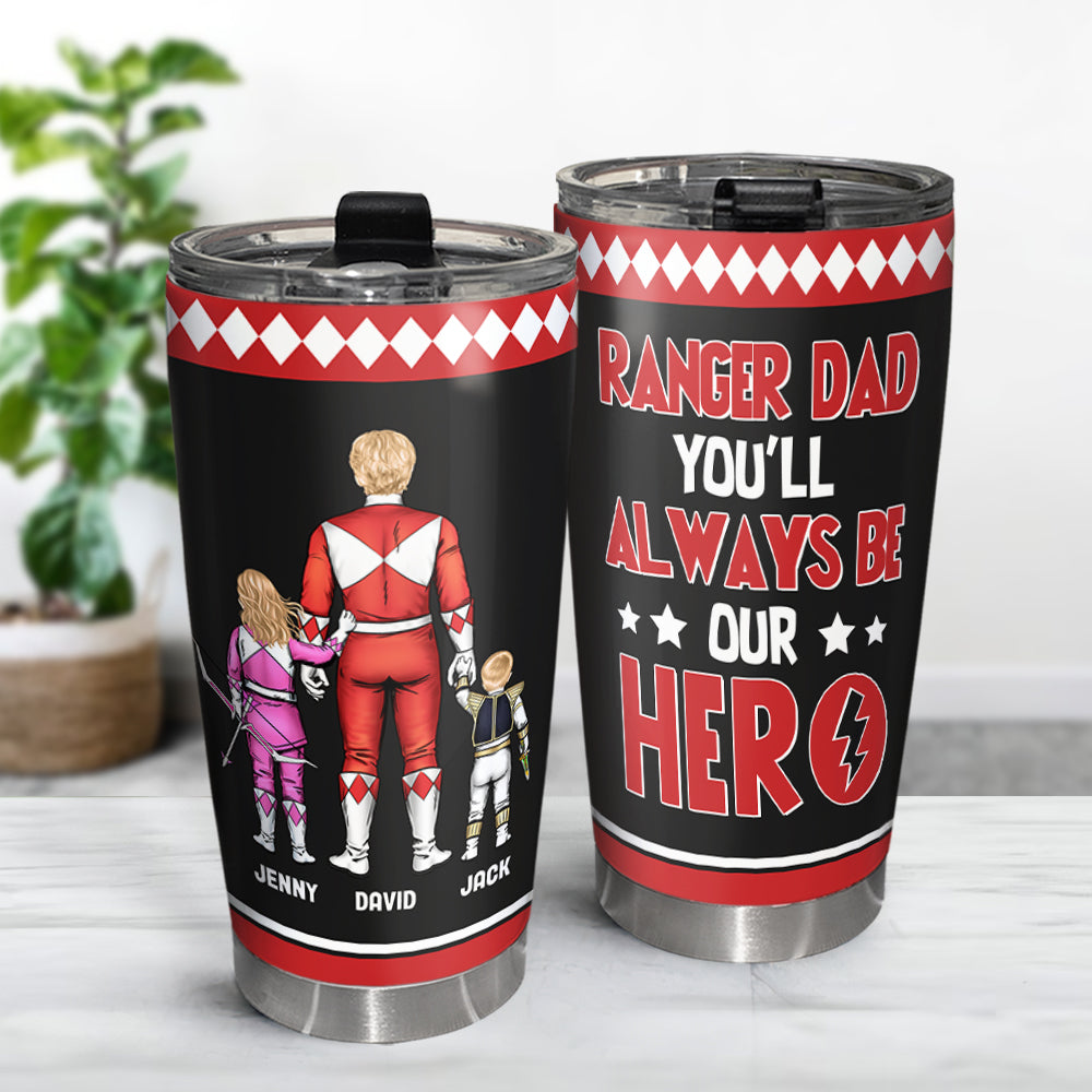 Personalized Hero Dad Tumbler - Customizable Names