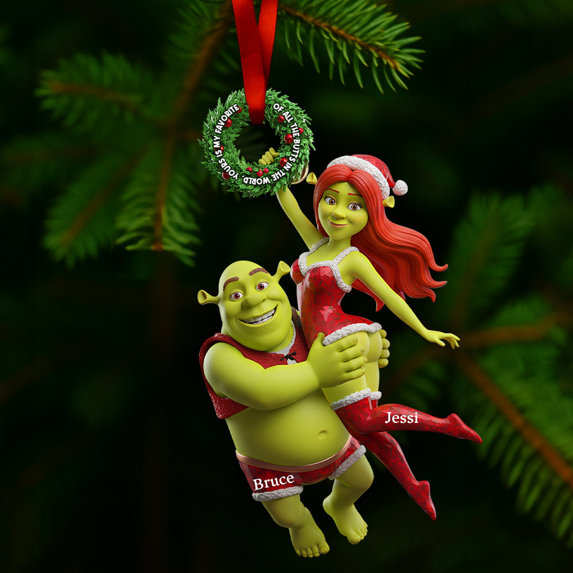 Joyful Green Couple Ornament - A Personalized Gift for Couples Ornament PopCulturePrints