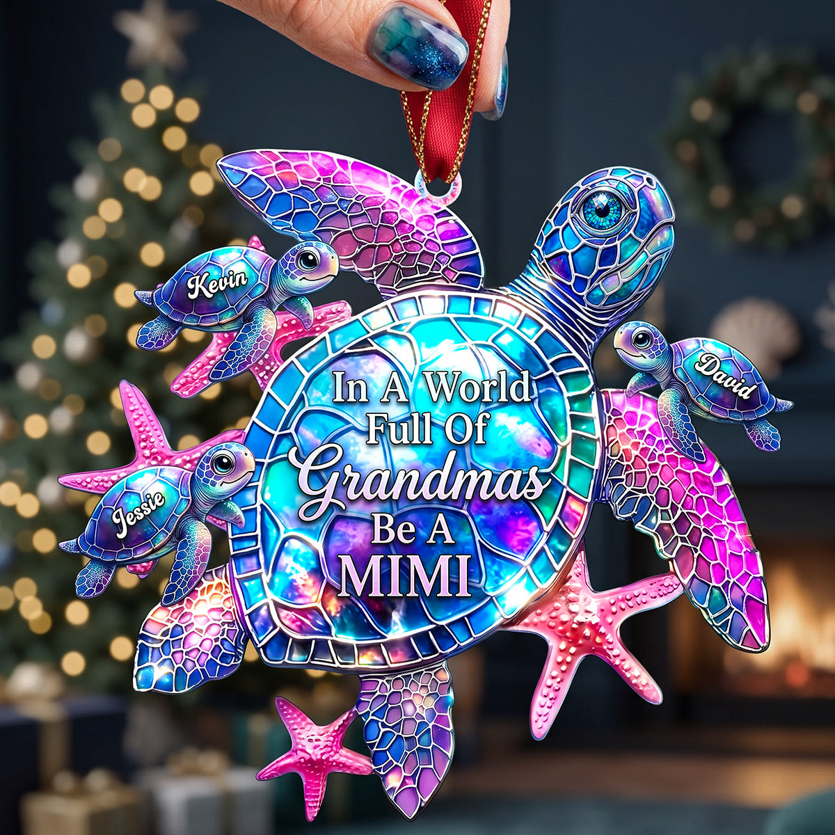 In A World Full Of Grandmas Be A MIMI - Personalized Grandma Christmas Ornament