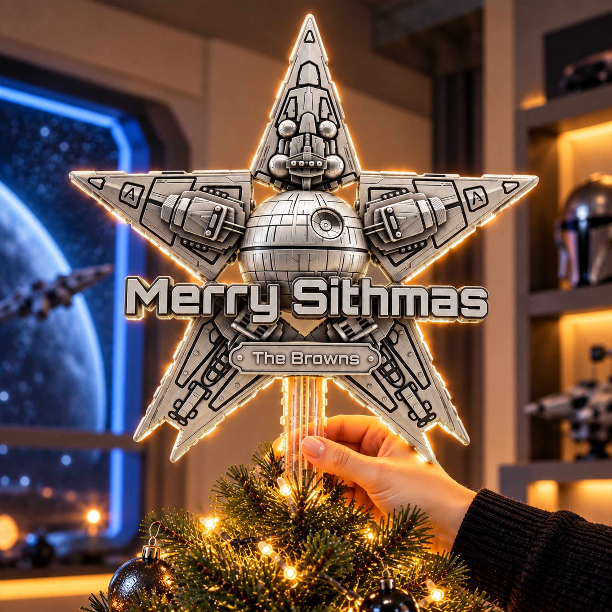 Merry Sithmas - Cosmic Acrylic Christmas Tree Topper for Star Wars Fans Ornament PopCulturePrints