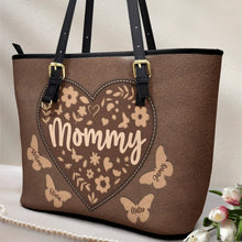 Load image into Gallery viewer, “For the Love of Grandma” - Personalized Leather Tote Bag for Special Memories Leather Tote Bag PopCulturePrints

