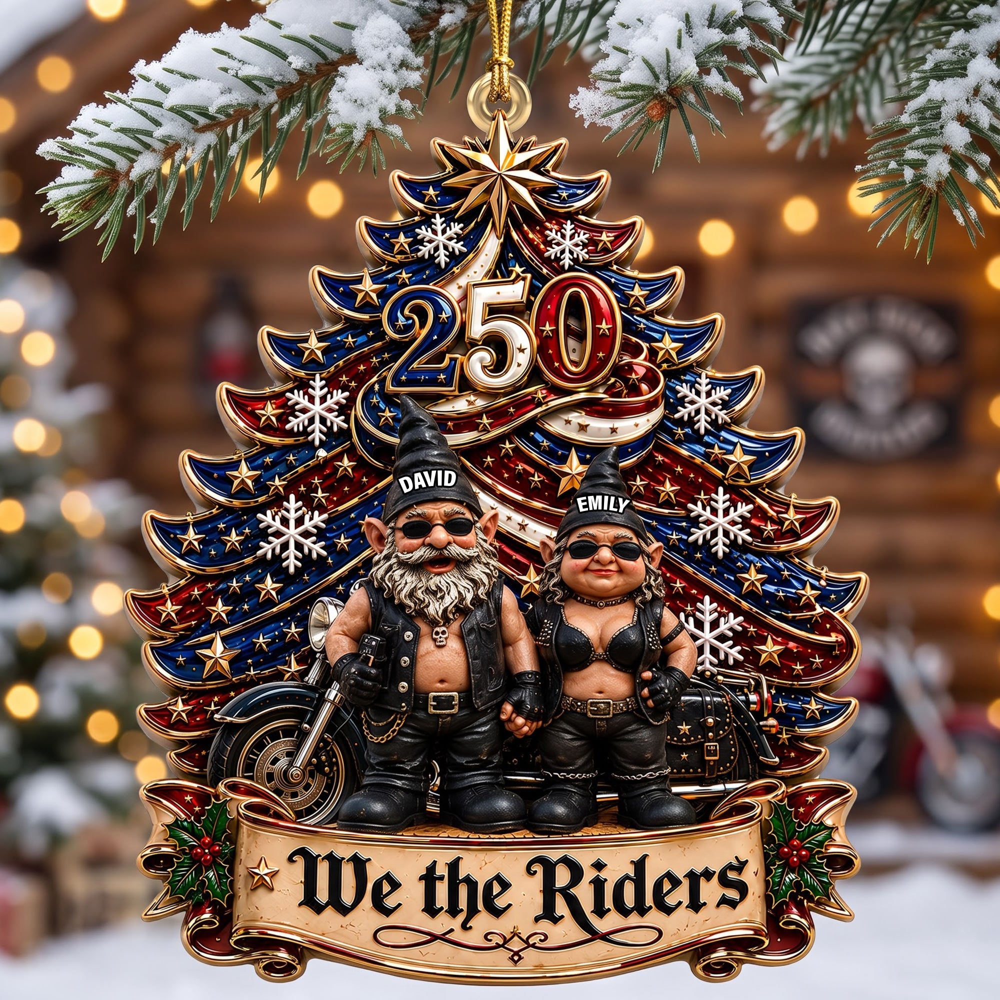 We The Riders: Personalized Biker Motorcycle Gnome Ornament - Perfect Christmas Gift for Couples