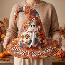 Load image into Gallery viewer, “Spooky &amp; Sweet” Personalized Boo Quilt Witch Hat - Unique Halloween Gift
