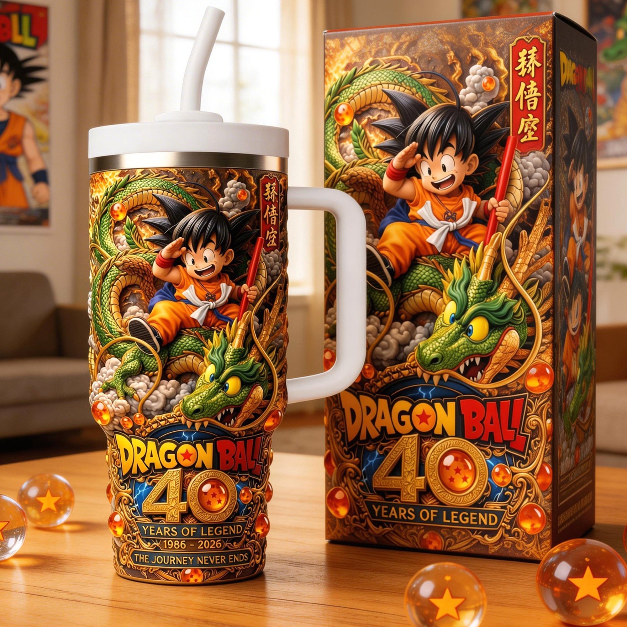 "Celebrate 40 Years of Adventure!" - Custom 40oz Tumbler - Personalized Gift for Anime Lovers Tumbler Cup PopCulturePrints