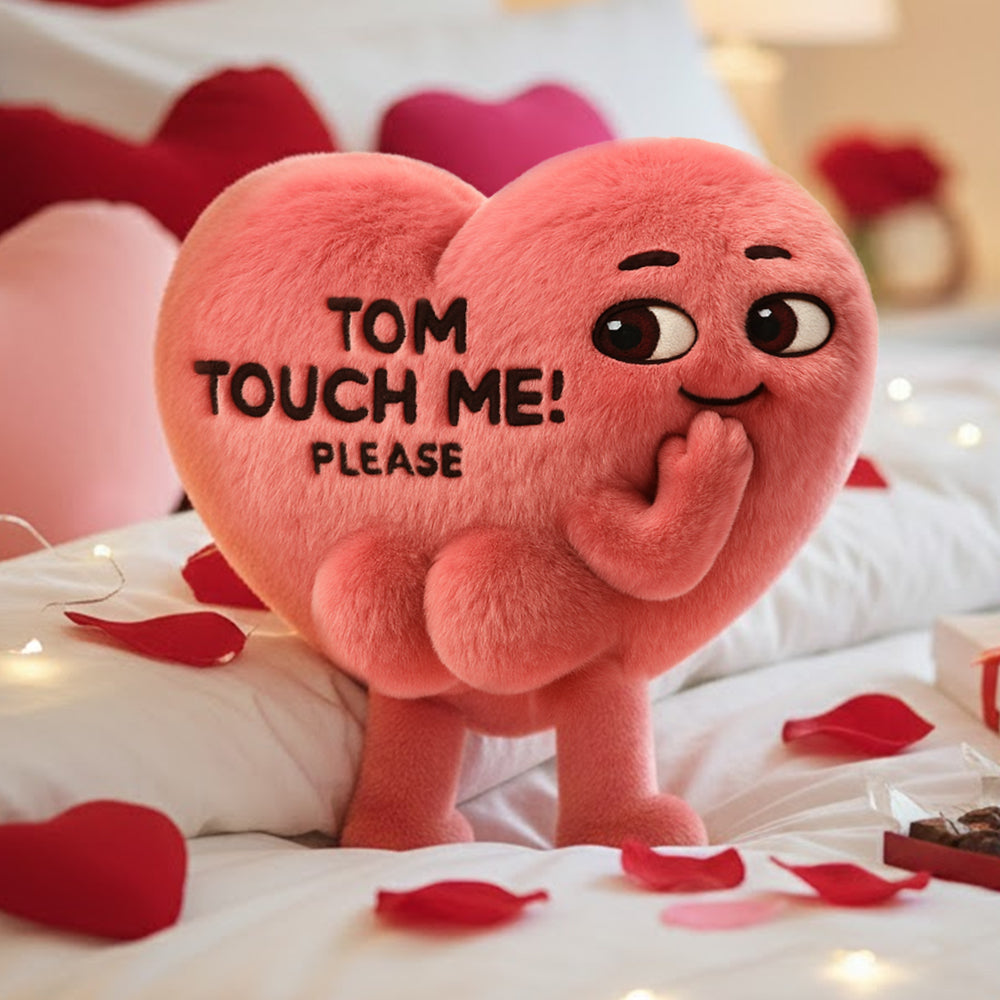 “Touch My Heart” - Funny Heart Custom Shape Pillow, Personalized Gift for Couples Pillow PopCulturePrints