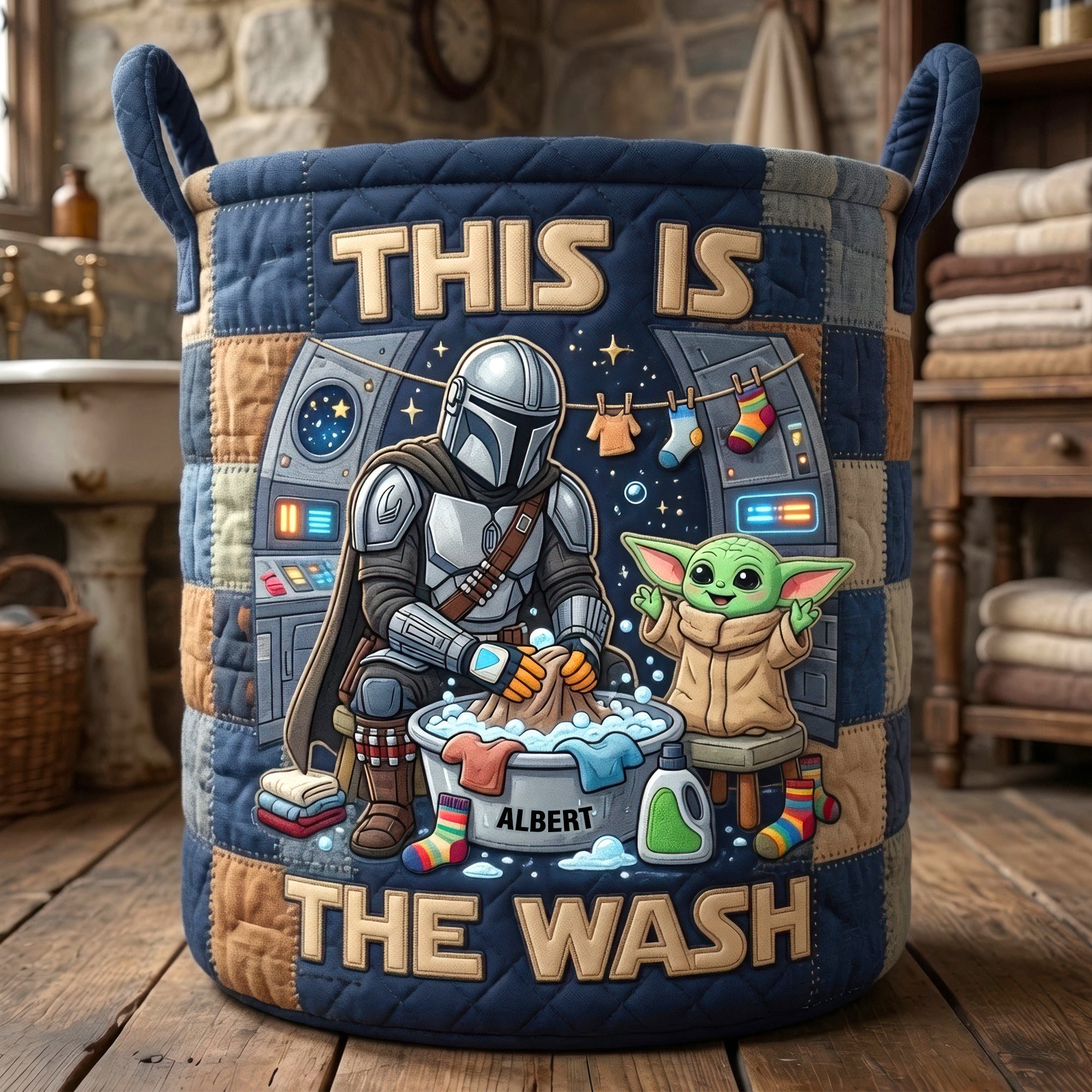 “This Is The Wash!” – Custom Quilted Laundry Basket – Perfect Gift for Star Wars Fans and Home Organizers