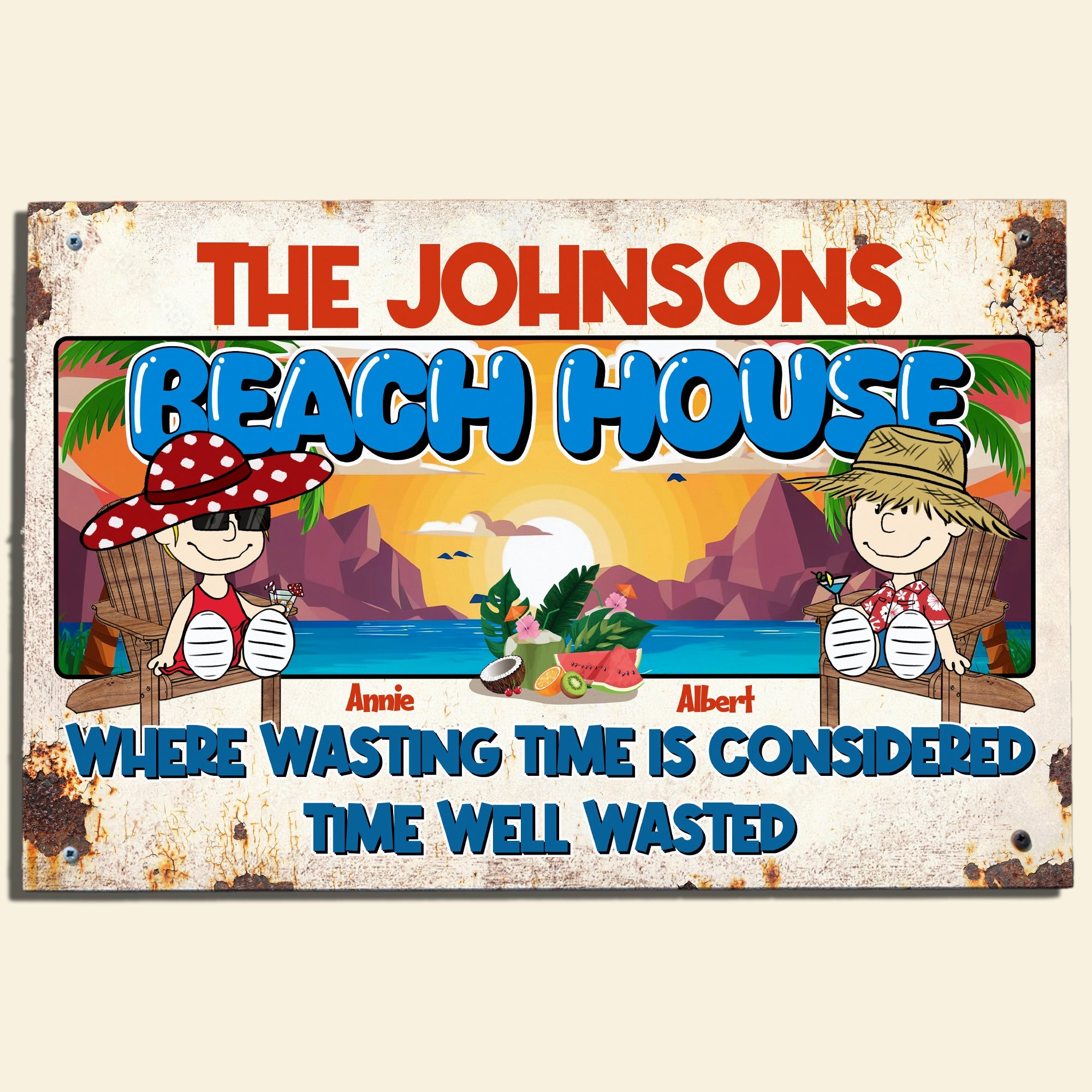 Personalized Beach House Sign | Unique Valentine's Day Gifts for Couples Metal Signs PopCulturePrints