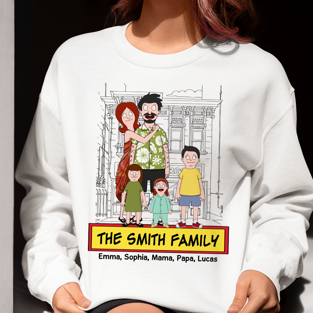 Personalized Cartoon Family Sweatshirt - Custom Family Gift Shirts PopCulturePrints