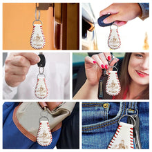 Load image into Gallery viewer, &quot;Best Dad Ever&quot; - Custom Personalized Leather Baseball Keychain for Dads and Grandpas Leather Baseball Keychain PopCulturePrints
