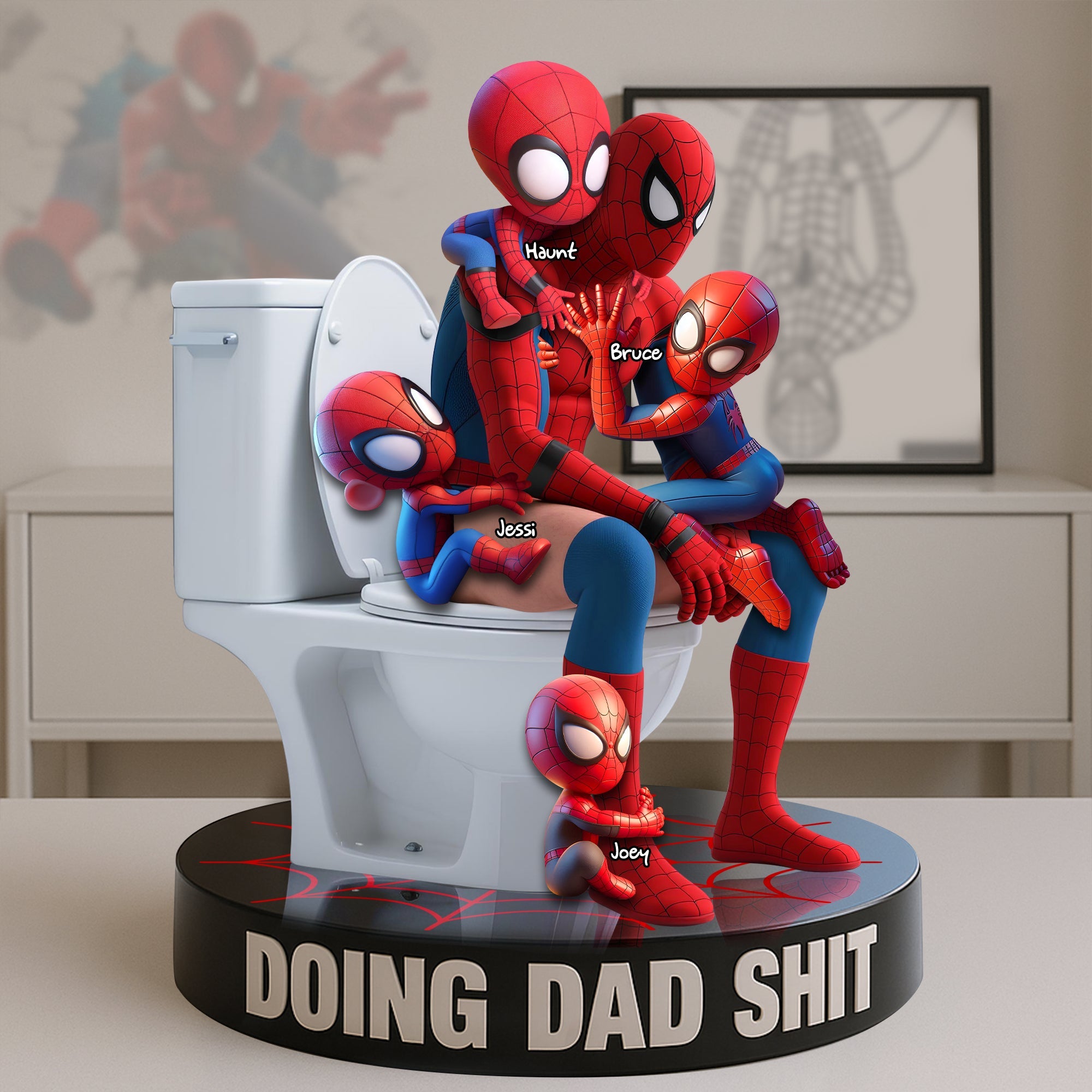 “Doing Dad Sh*t” - Personalized Spider Dad Plaque - Unique Gift for Dads, Grandpas & More Shaped Plaques PopCulturePrints