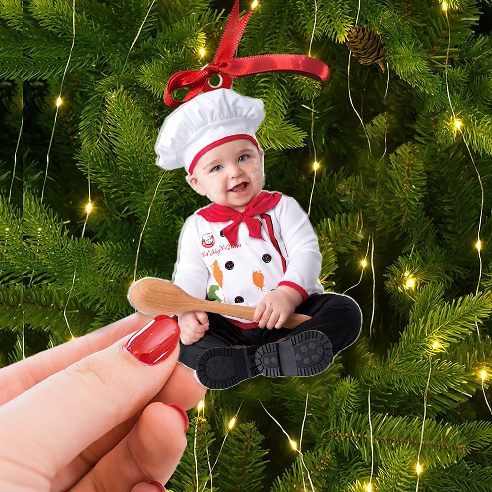 Personalized Baby Christmas Photo Ornaments - Chef & Firefighter Theme